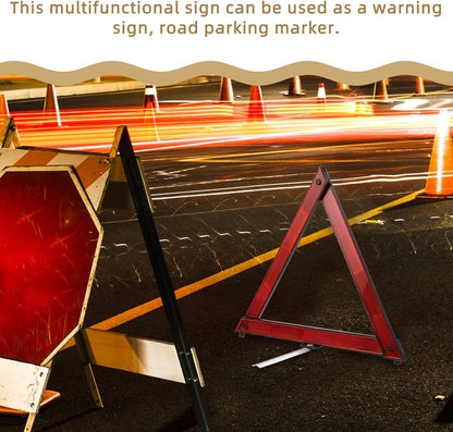 Safety Triangles 3-Pack Portable Reflective Roadside Warning Signs 11.22X9.64X9.05In Emergency Car Hazard Markers for Nighttime and Adverse Weather