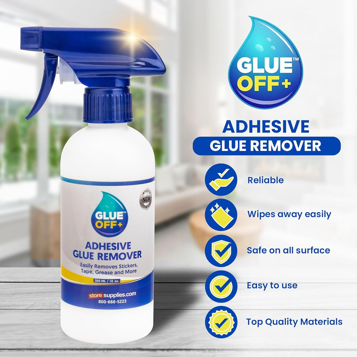 Perco Glue Off Adhesive Sticker Remover 3.3 fl. oz & Scraper with Plastic Razor for Removing Labels (Adhesive Sticker Remover & Scraper w/Plastic Razor)