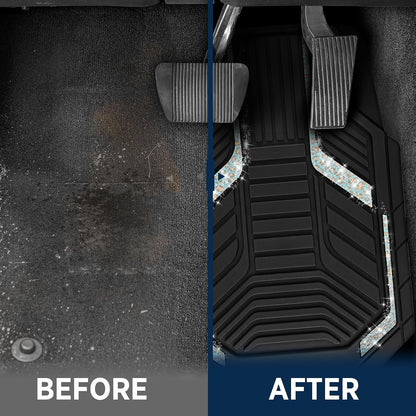 PIC AUTO Heavy Duty Rubber Floor Mats, Purple Aluminum Film Car Mats Set, Front and Rear Car Mats with Anti-Slip Backing, All Weather Protection, Trim-to-Fit for Automotive SUV, Sedan, Van