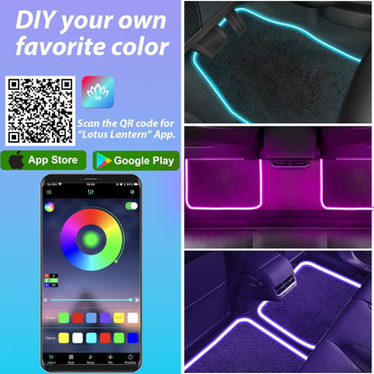 Soft Car Floor Mats With Led Strip Light, Universal Fit Black Automotive Carpet, App Control Interior Car Lights Floor Mats, Anti-Slip Waterproof RGB Car Decor Accessories For SUV, Trucks, Sedan,Jeeps