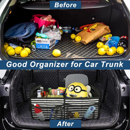 Deosk Car Trunk Organizer for SUV, Car Organizers and Storage with Reinforced Handles, Car Accessories for Women/Men 50LWaterproof Polyester Trunk Organizer, Black