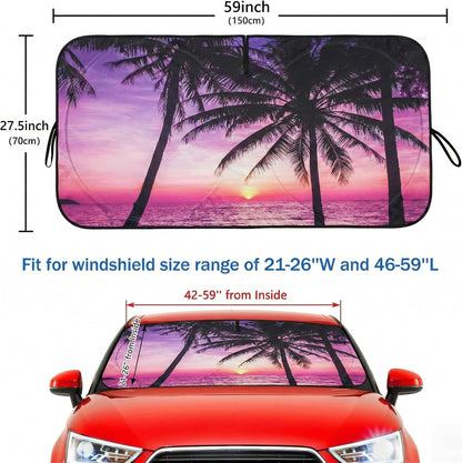 Car Windshield Sun Shade, Funny Cartoon Eyes Sun Visor for Car Windshield Universal Fits Sedan Compact Car Hatchback SUV, UV Heat Protection - 59 x 27.5