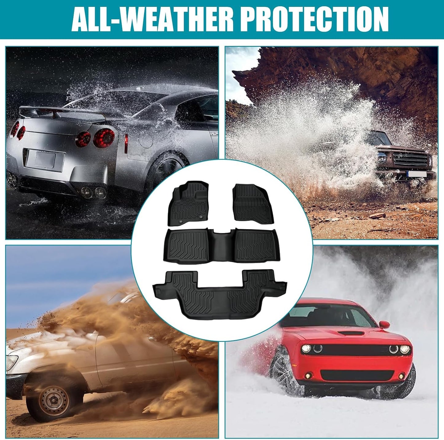 All Weather Floor Mats for 2016-2019 Chevy Cruze (No Fit 2016 Cruze Limited), Chevy Cruze Floor Mats, 1st and 2nd Maximum Coverage, 3D Waterproof TPE Rubber Protector Car Mats Full Set Liners