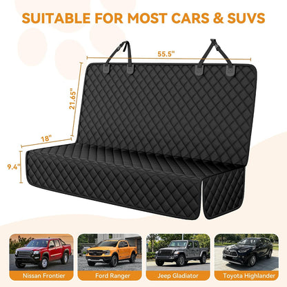 PETICON Waterproof Scratchproof Pet Bench Seat Covers for Cars, SUVs, Nonslip Durable Back Seat Cover for Dogs, 600D Oxford Fabric, Machine Washable