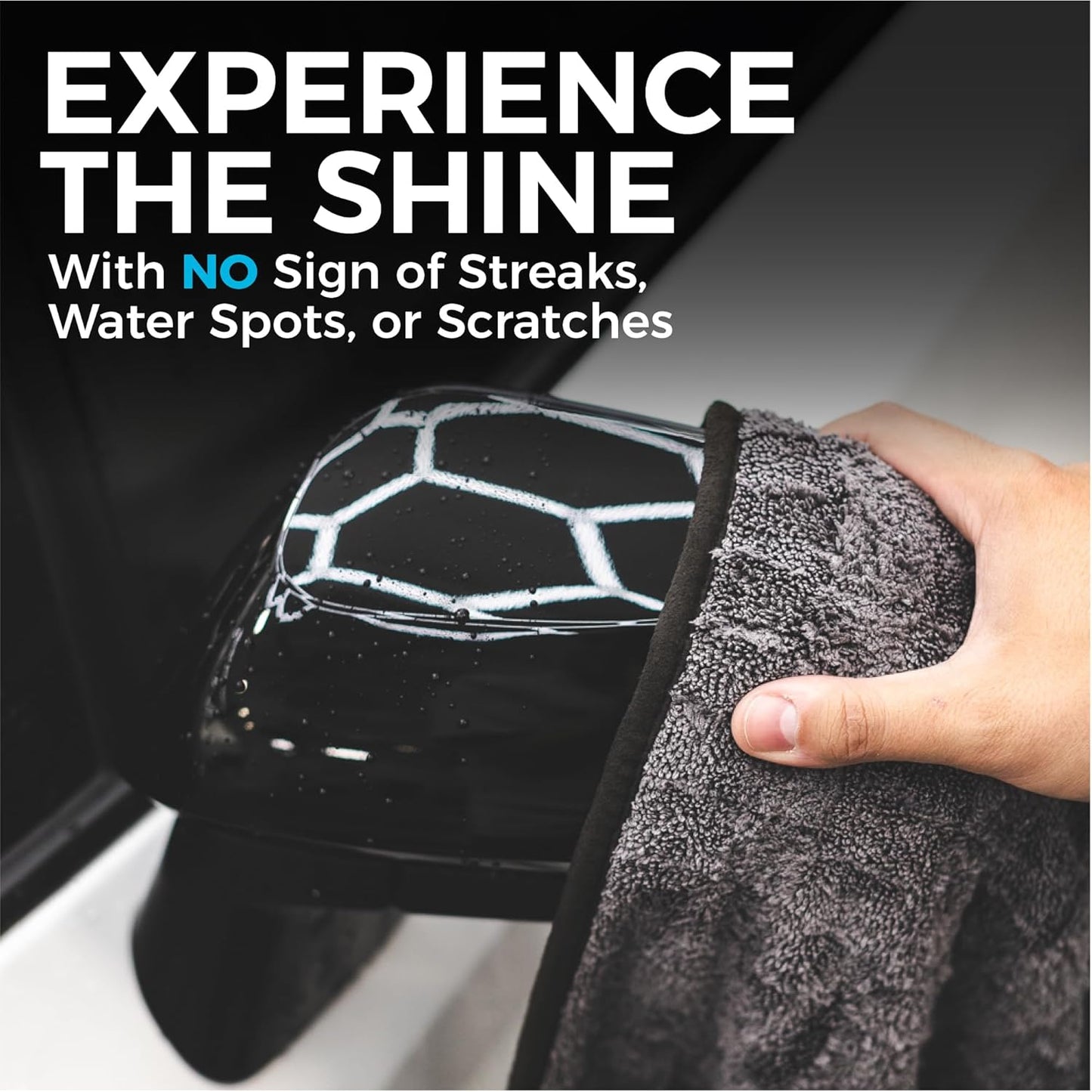The Rag Company Gauntlet Car Drying Towel, Ultra-Absorbent 70/30 Blend Korean Microfiber, Dries Vehicles Faster Without Scratching, 900 GSM, 30x36 Inches, Ice Grey/Grey, 1-Pack