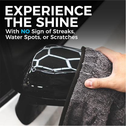 The Rag Company Gauntlet Car Drying Towel, Ultra-Absorbent 70/30 Blend Korean Microfiber, Dries Vehicles Faster Without Scratching, 900 GSM, 30x36 Inches, Ice Grey/Grey, 1-Pack