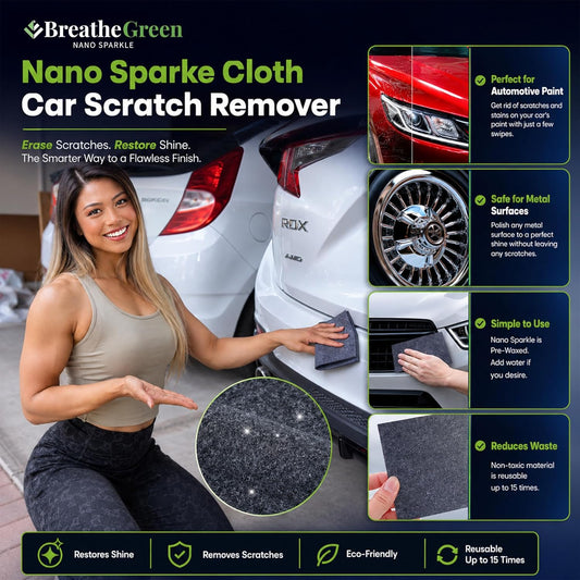 FREEZE2TRIM Breathe Green Nano Sparkle Cloth Car Scratch Remover, Advanced Nanotechnology, Nanosparkle Cloth for Car Scratches Reusable Repair and Buffer Safe for All Cars and Colors