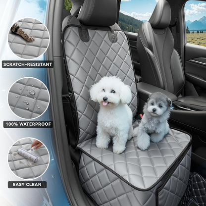 Dog Car Seat Cover for Back Seat, Waterproof Back Seat Covers for Dogs, PU Leather Nonslip Bench Dog Seat Cover Universal Fit Most Vehicles,SUVs,Small Trucks（Black,Standard）