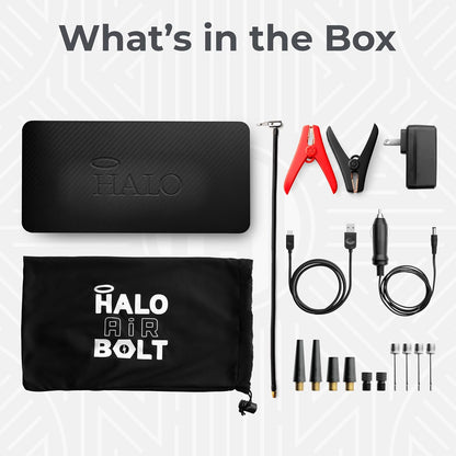 HALO Bolt Air 58830 Portable Car Battery Jump Starter | 100 PSI Air Compressor, 58.8Wh USB Power Bank, Emergency Floodlight & Charger, Jump Cars SUVs & Trucks, Inflate Tires, TSA Approved — Rose Gold