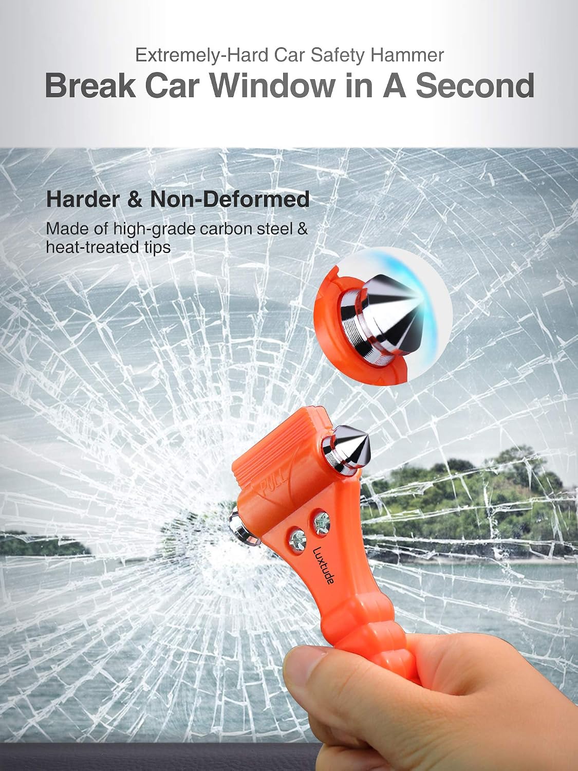 Luxtude Window Breaker Seatbelt Cutter, Car Window Breaker, Glass Breaker, Auto Car Escape Tool, 2-in-1 Emergency Glass Hammer, Window Punch Seatbelt Cutter, Life Rescue Tools Kit, 2 Packs