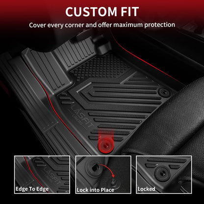 LASFIT Floor Mats for Honda CR-V 2026 2025 2024 2023 (Gasoline & Hybrid & e:FCEV), All Weather TPE Custom Fit Anti-Slip Pet Friendly Car Liners, 1st & 2nd Row Black
