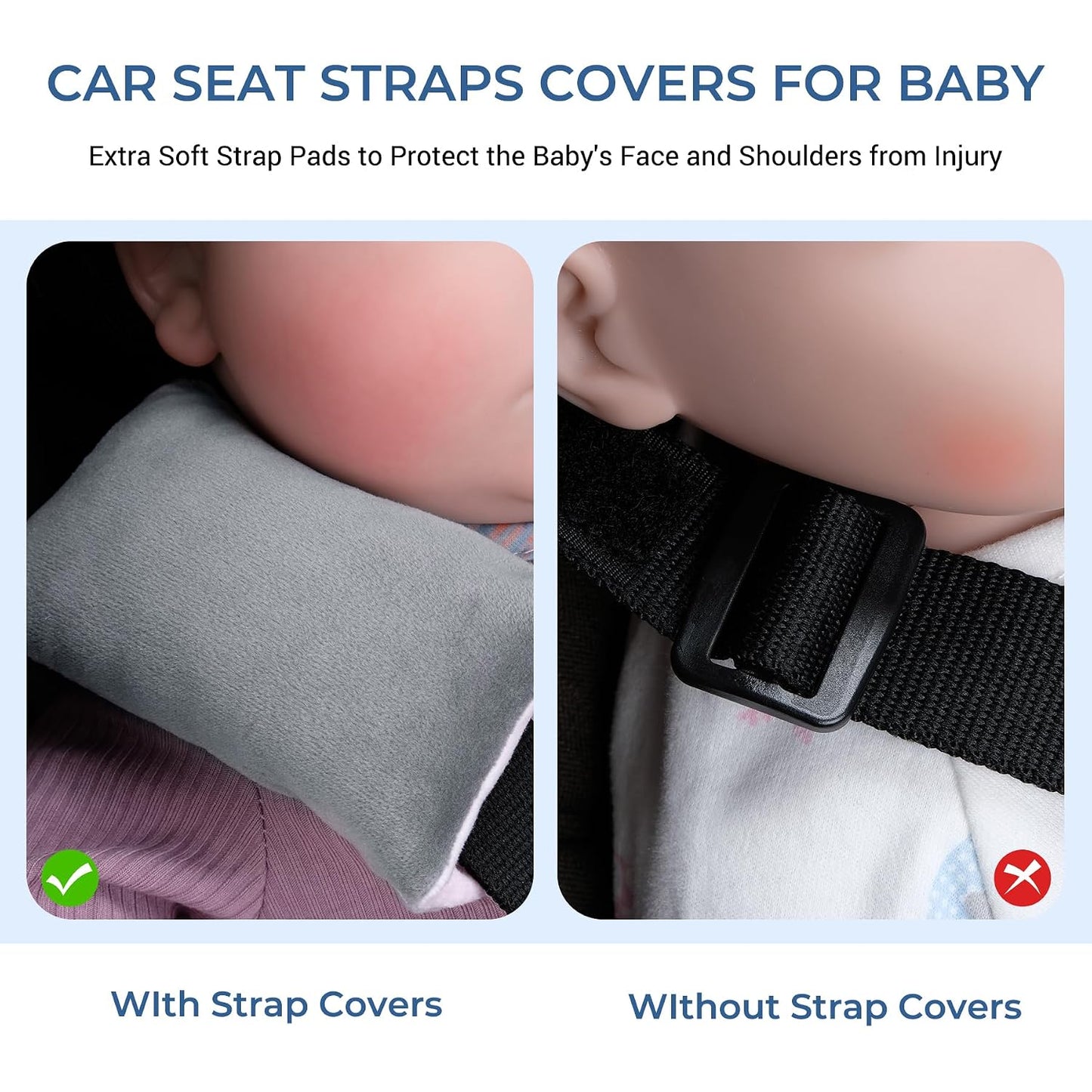 COOLBEBE Car Seat Straps Shoulder Pads for Baby Kids, Super Soft Seat Belt Covers for All Car Seats/Pushchair/Stroller/High Chair