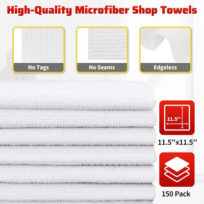 Microfiber Cleaning Cloth, 100 Pack Cleaning Rags Microfiber Towel Bulk Absorbent Lint-Free Wash Cloths, All-Purpose Shop Towels for Cars, Automotive, Garage, Home & Kitchen 11.5"*11.5"