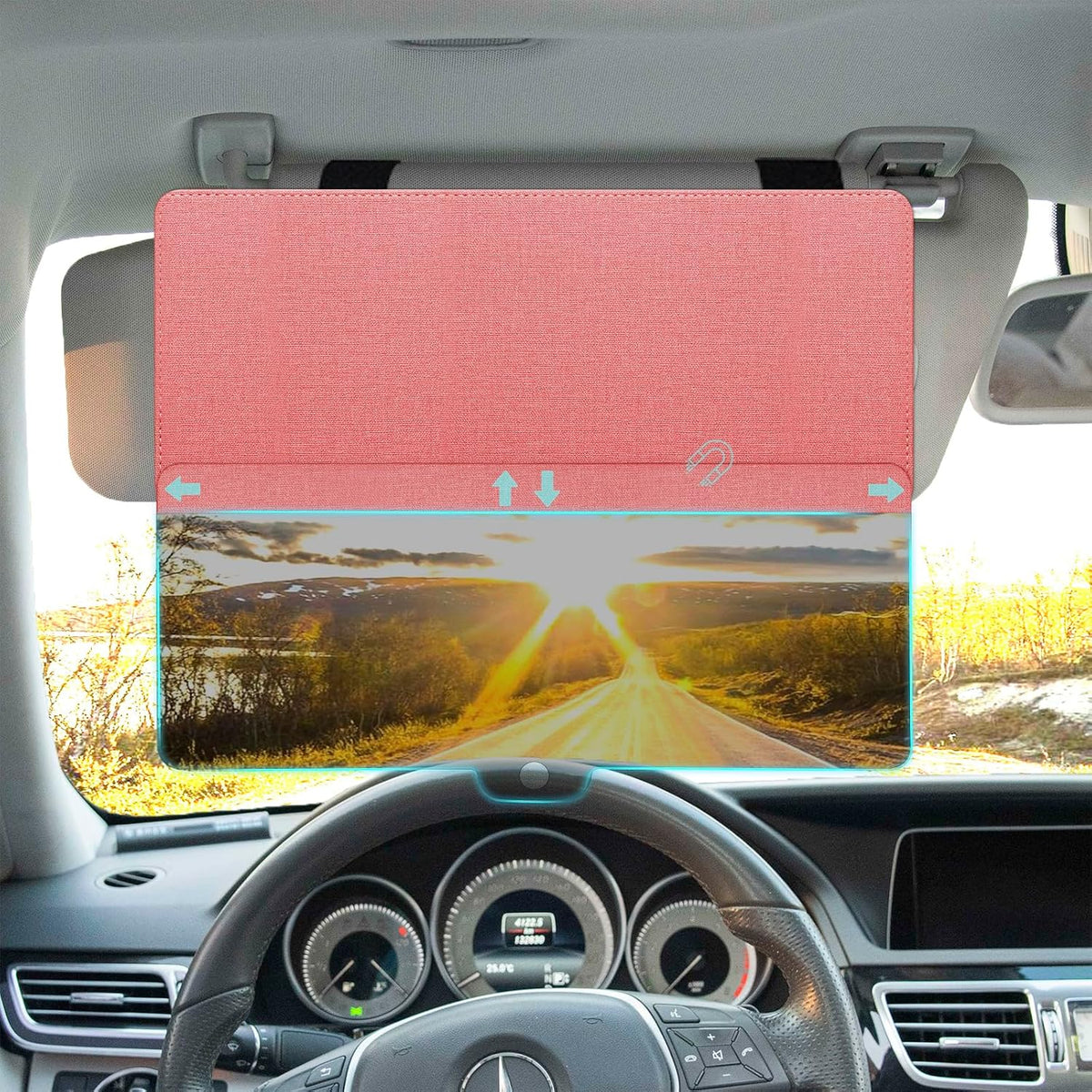 NAZZO Sun Visor Extender for Car, Sun Blocker with PC Sunshade Lens, Magnetic Mounting Adjustable Position, Protect from Glare, UV Rays, Snow Blindness for Safe Driving, Universal for Car, SUV (Black)
