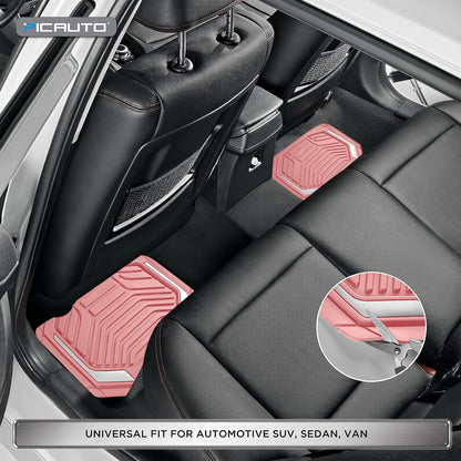 PIC AUTO Heavy Duty Rubber Floor Mats, Purple Aluminum Film Car Mats Set, Front and Rear Car Mats with Anti-Slip Backing, All Weather Protection, Trim-to-Fit for Automotive SUV, Sedan, Van