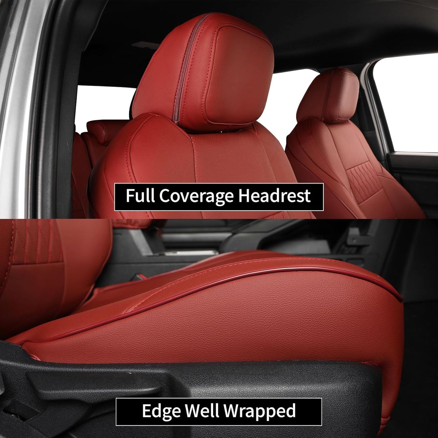 EKR Tacoma Car Seat Covers Custom Fit for Toyota Tacoma (Petrol) 2024 2025 2026 DoubleCab/CrewCab SR/SR5/TRD Sport/TRD Off-Road/Limited -Truck Seat Covers Full Set,Faux Leather(Black)