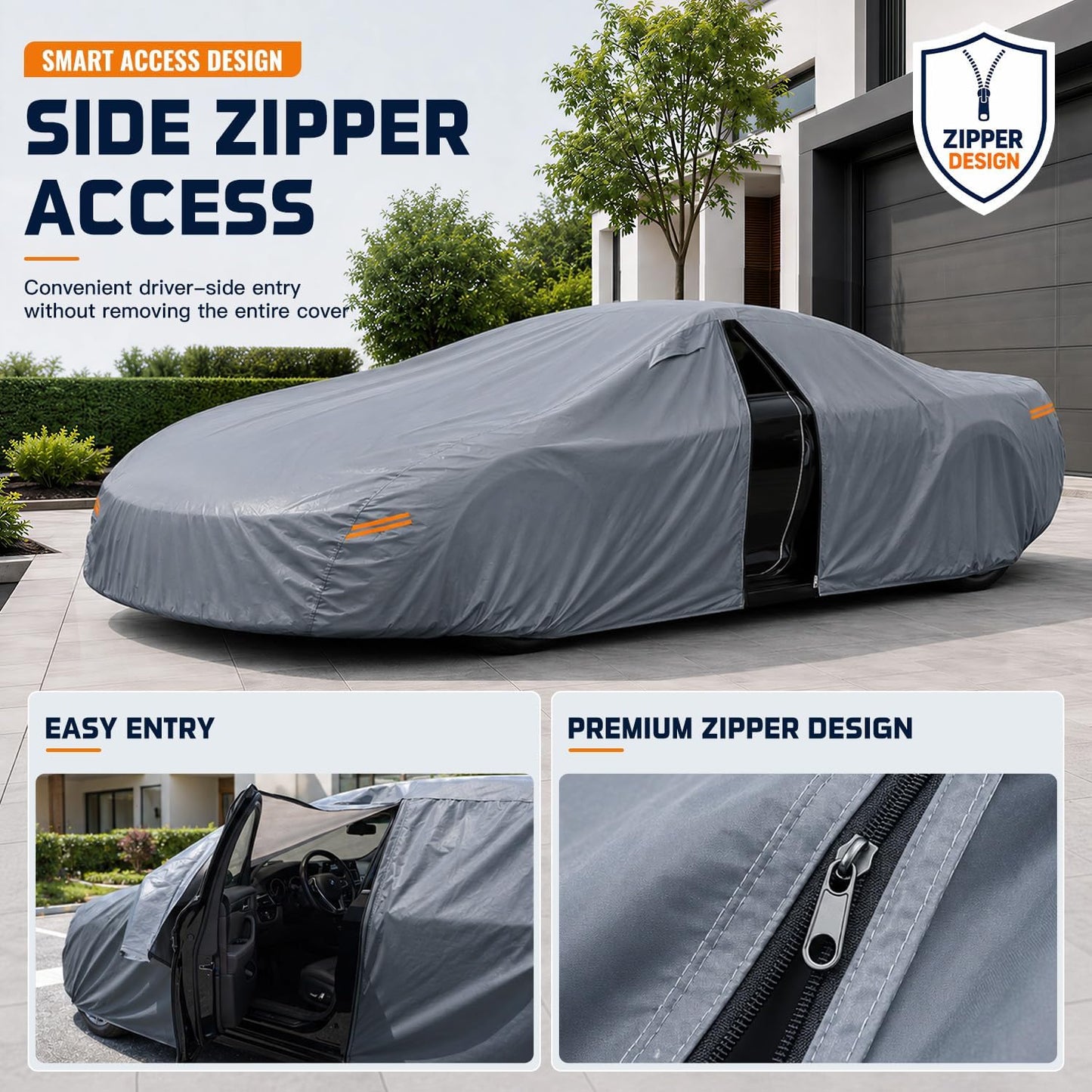 SUV Cover Waterproof All-Weather,Outdoor Full Exterior Automobiles SUV(Length 182-190 inch) with Windshield Sun Shade Universal Fit Toyota RAV4,CRV,Model Y,Q5,Size S2 (See SizeChart)