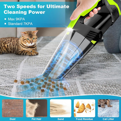 Blestan Handheld Vacuum Cordless Portable Car Vacuum with LED Light, High Power Suction, 3 in 1, Lightweight Rechargeable Hand Vacuum, Hand Held Vacuum Cleaner for Car Home Office, Pet Hair, Black