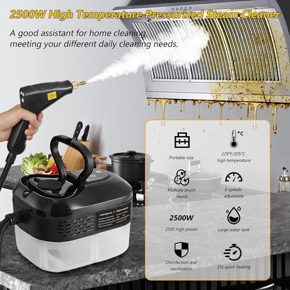 Foandbevi 7 in 1 Steam Cleaner 2500W High Pressure Steamer for Cleaning, Car Steamer Handheld Steam Cleaner for Home Use, Hardwood Floor Steam Cleaner for Upholstery, Kitchen, Bathroom, Grout