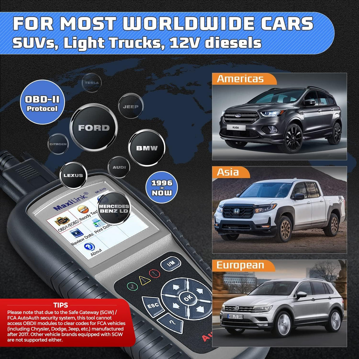 Autel AutoLink AL519 OBD2 Scanner Enhanced Mode 6 Car Diagnostic Tool Check Engine Code Reader CAN Scan Tool, Advanced Ver. of AL319