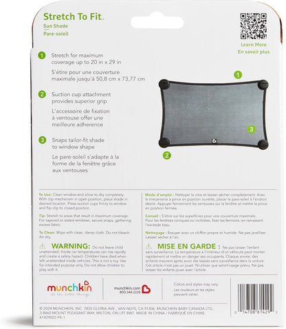 Munchkin® Brica® Magnetic Stretch to Fit™ Car Window Shade for Baby, Side Window Sun Shade, Black, 1 Pack
