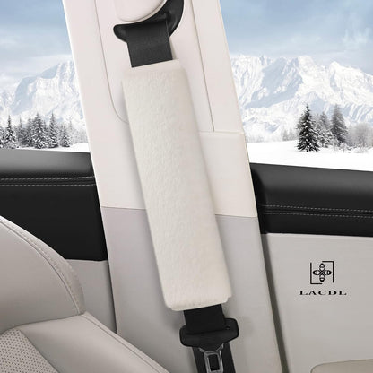 LACDL Extra Long Seatbelt Cover Super Soft Furry for Adults Kids Women & Men, Thick Plush Full Car Seat Belt Strap Cushion, Fluffy Shoulder Pad Protector, Auto Interior Accessories, 1pc, Black, 15.5in