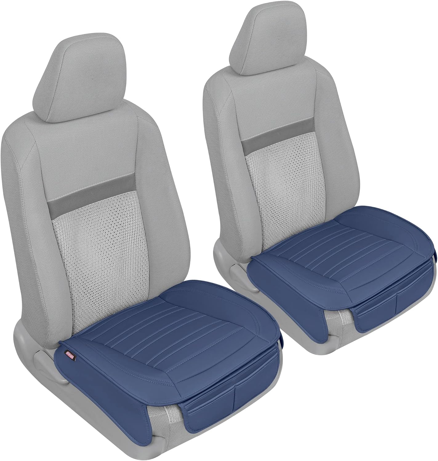 Motor Trend Seat Covers for Cars Trucks SUV, Faux Leather 2-Pack Black Padded with Storage Pockets, Premium Interior Car Seat Cover
