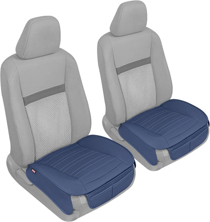 Motor Trend Seat Covers for Cars Trucks SUV, Faux Leather 2-Pack Black Padded with Storage Pockets, Premium Interior Car Seat Cover