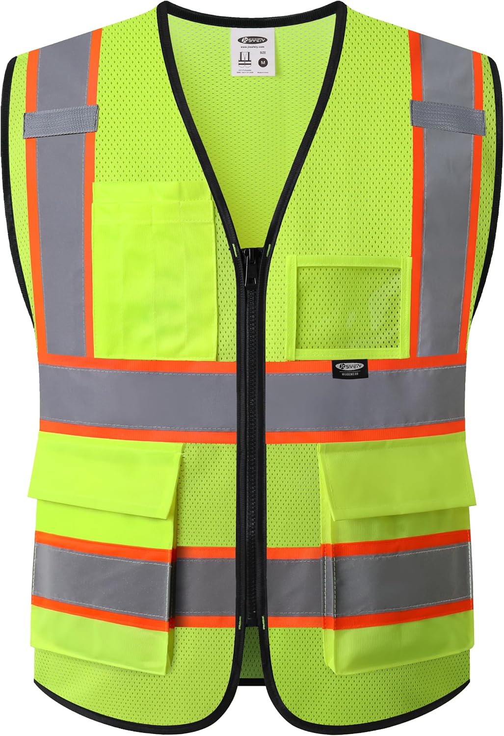 JKSafety Safety Vest for men women Hi Vis Reflective Vest with Pockets and Zipper High Visibility Meet ANSI Standard（BX320
