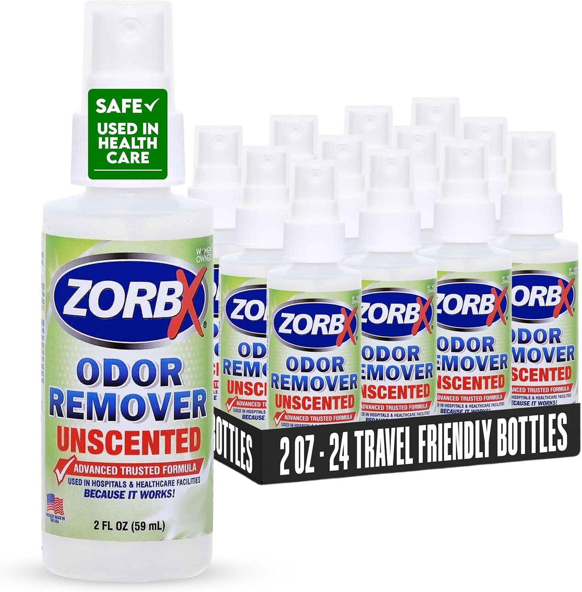 ZORBX Unscented Odor Eliminator for Strong Odor 2 Fl Oz, Pack of 1 - Used in Hospitals & Healthcare Facilities - Advanced Formula, Fast-Acting Odor Remover Spray for Dog, Cat, House & Carpet