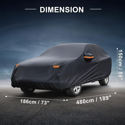 X AUTOHAUX Car Cover for Honda Civic Sedan/Coupe 210D-PU Outdoor Full Car Cover All Weather with Door Zipper for Waterproof Windproof Sun Rain Snow Protection