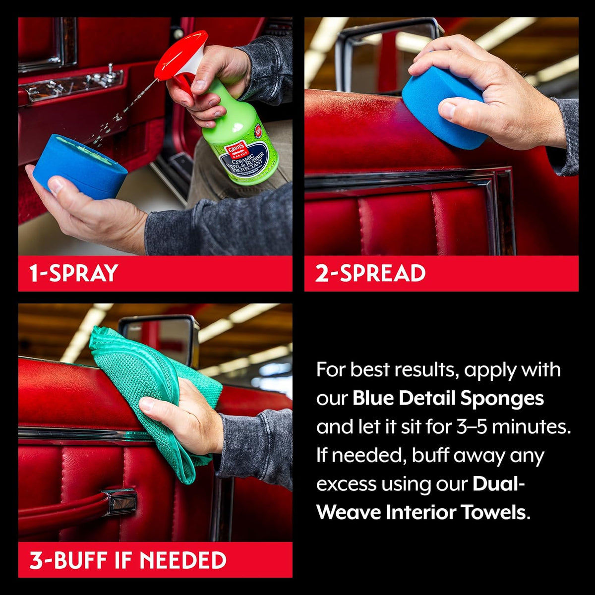 Griot's Garage Ceramic Vinyl and Rubber Protectant for Car Detailing, Restorer and Protectant for Dashboards, Door Panels, Tires, Exterior Trim, Moldings, and More, 10821, 22oz