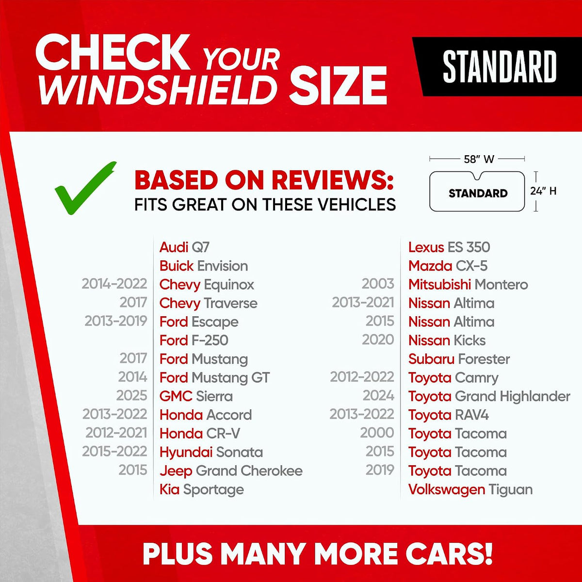Motor Trend Windshield Sunshade for Car, Truck & SUV, Black - Folding Sun Shade for Front Window, Auto Sun Visor Heat Protection, UV Rays Blocker (58 x 24 Inch)