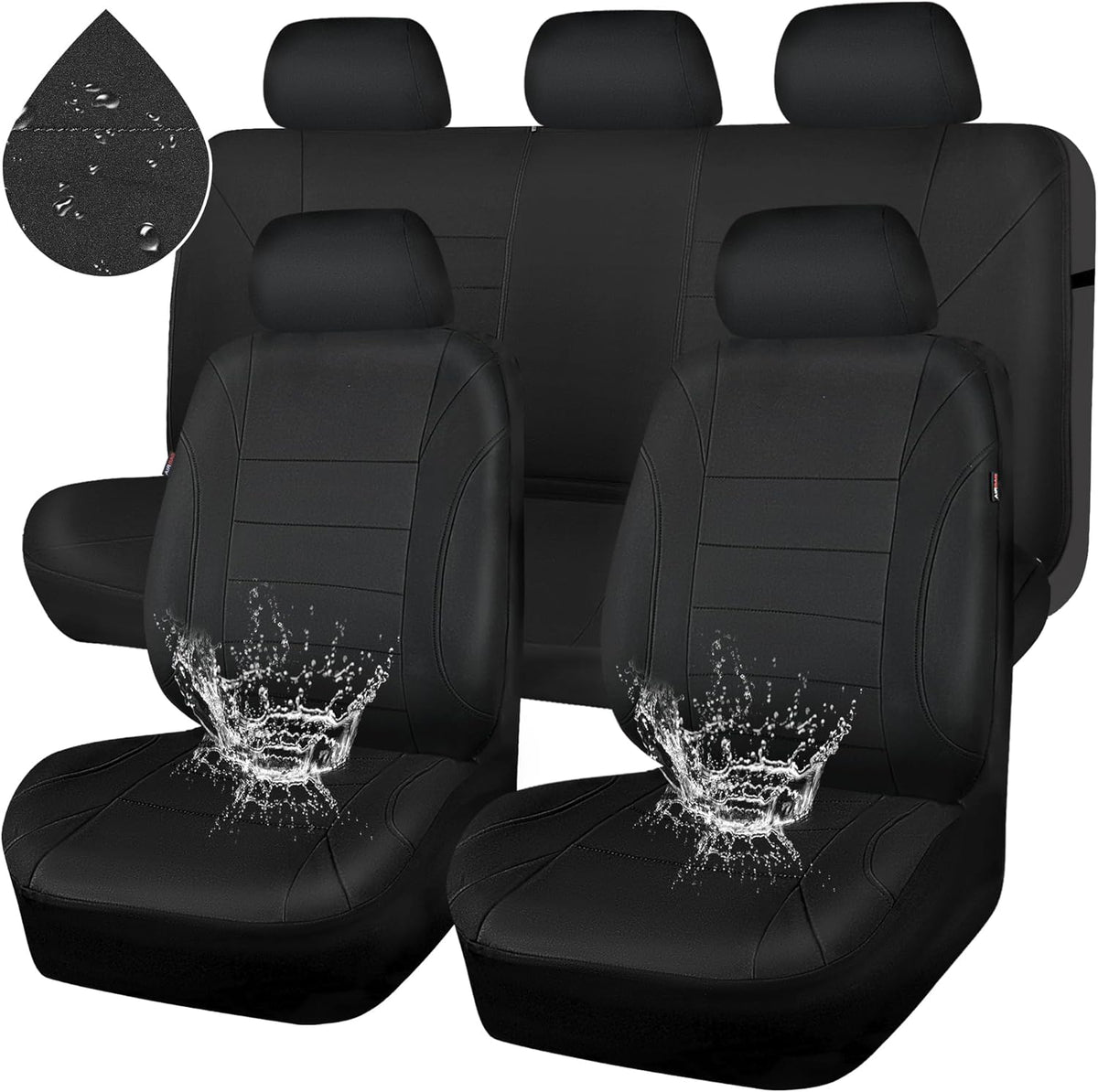 CAR PASS Waterproof Car Seat Covers Front Seats Only with 5mm Composite EVA, Neoprene Car Seat Cover with Separate Headrest Cover, Quick Setup Universal Fit for Car SUV Trucks,Airbag Compatible（Gray