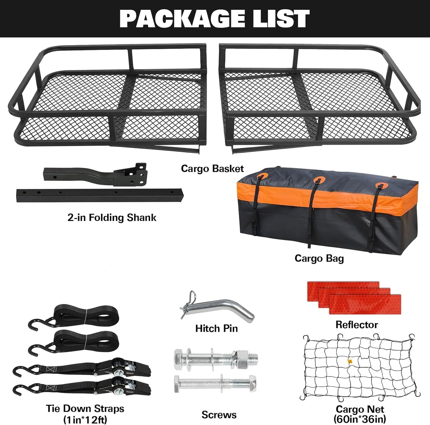 WEIZE 64" x 39" x 5" 200lb Heavy Duty Roof Rack Carrier Basket with Waterproof Bag, Cargo Net and Ratchet Straps, Universal Car Top Luggage Holder for SUV, Truck