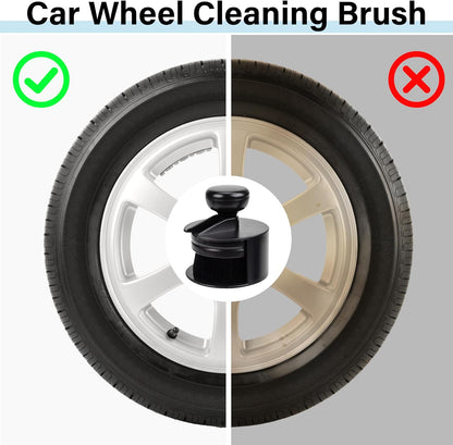 Tire Shine Applicator Brush, Tire Shine Brushes, Tire Dressing Brush Applicator with Seal Cover, Tire Brush for Car Detailing, Tire Gel Applicator, High Density Detail Factory Tire Brush (Black)