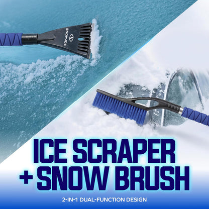 Snow Joe 45" Multi-Purpose Ice Scraper and Extendable Snow Brush for Car Windshield with Foam Grip and 360-Degree Pivoting Brush Head, SJEG-SB45S