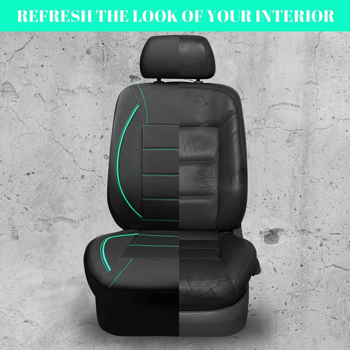 CAR PASS Universal FIT Piping Leather Two Front Seat Covers, Waterproof Faux Leather for SUV Sedan Van Truck, Airbag Compatible,Reserved Opening Holes for Headrest Covers. (Black red)