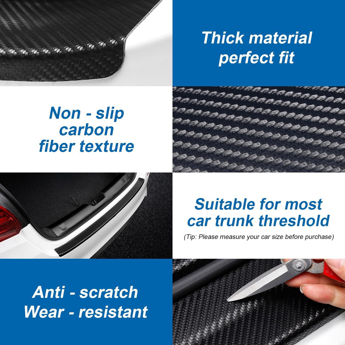 Soft & Bendable Rear Bumper Guard Protector 37.4" x 2.56" - Carbon Fiber Leather Anti-Scratch Strip for SUV/Trunk | Flexible But NOT Stretchable | Trim to Fit