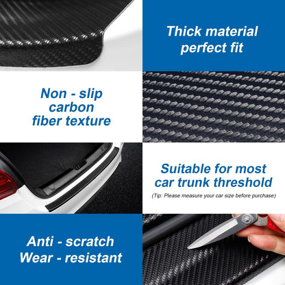 Soft & Bendable Rear Bumper Guard Protector 37.4" x 2.56" - Carbon Fiber Leather Anti-Scratch Strip for SUV/Trunk | Flexible But NOT Stretchable | Trim to Fit