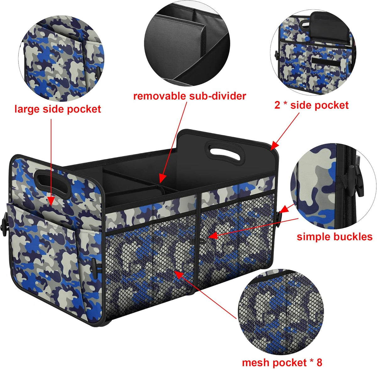 Femuar Car Trunk Organizer with Large Capacity Waterproof Car Accessories for Women & Men, Collapsible Trunk Organizer for Suv/Jeep/Sedan,Tools (Black, Standard)