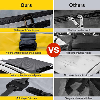 WILDROAD Car Roof Bag Rooftop Cargo Carrier, 21 Cubic Feet Waterproof Roof Luggage Cargo Carrier Bag with Anti-Slip Mat for All Cars Vehicles SUV with/Without Rack (21 Cubic Feet)