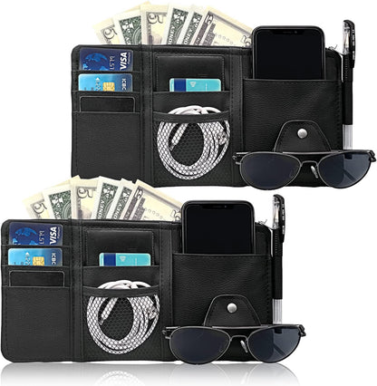 Keedolla Car Sun Visor Organizer, Truck Visor Organizer Car Sun Storage Pocket Pouch Case Bag for Sunglasses, Cards, Pens and Document - Pink