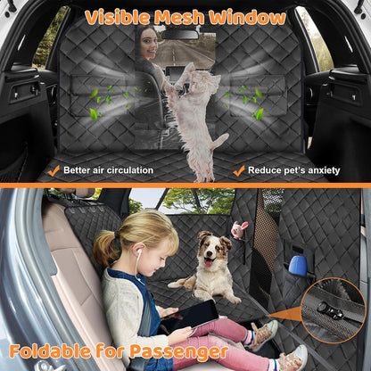 URPOWER 2026 Upgraded Back Seat Extender for Dogs - Large Hard Bottom Dog Car Seat Cover Holds 550lbs, Waterproof Dog Hammock Pet Bed with High-Density Foam Non-Slip Backseat Protector