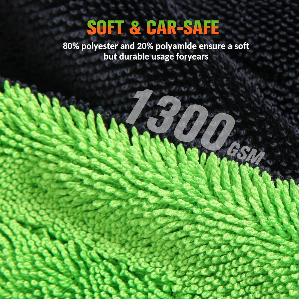 48"x24" XXL Car Drying Towel, 1300GSM Dual-Sided Microfiber Car Drying Cloth, Super Absorbent & Scratch-Free Lint-Free Wash Towel for Car, SUV, Truck & RV Cleaning (Machine Washable)
