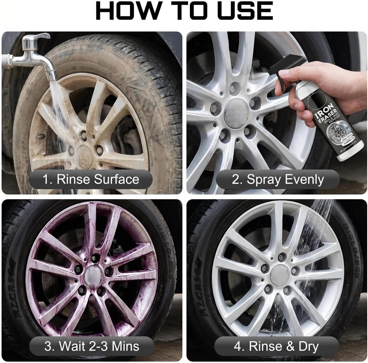 Iron Eraser Rust Remover Spray - 2026 Powerful Car Rust Remover - Fast Acting Rust Iron and Rust Remover - Professional Iron Powder Remover Cleaner for Automotive Wheels Paint Metal Surface (1PC)