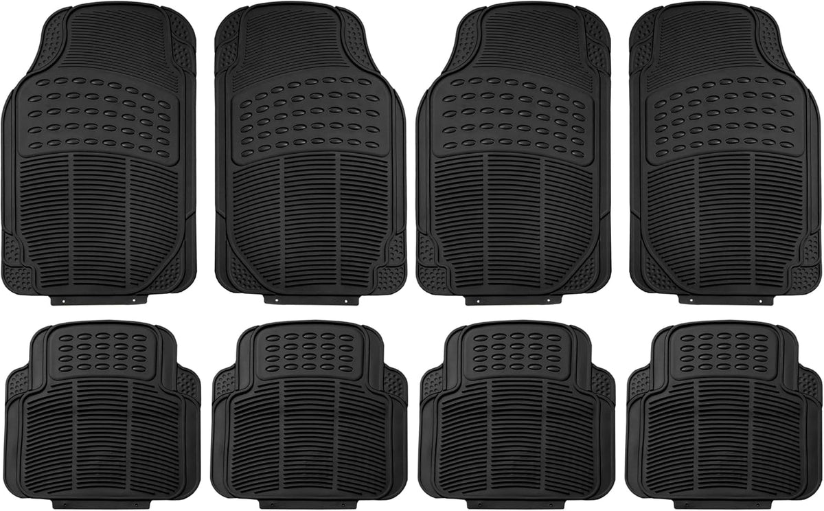 FH Group Automotive Floor Mats Solid ClimaProof for all weather protection Universal Fit Trimmable Heavy Duty fits most Cars, SUVs, and Trucks, 3pc Full Set Black