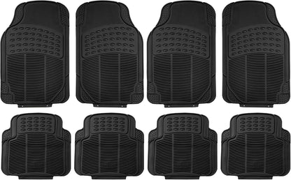 FH Group Automotive Floor Mats Solid ClimaProof for all weather protection Universal Fit Trimmable Heavy Duty fits most Cars, SUVs, and Trucks, 3pc Full Set Black