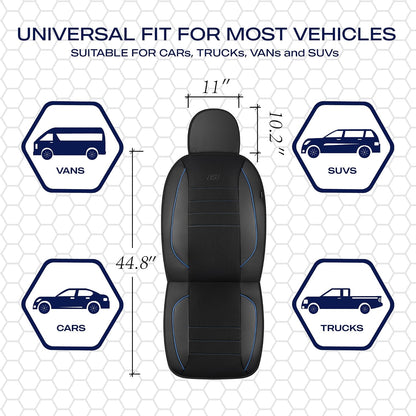Skechers Air-Cooled Memory Foam Seat Covers,Mesh Thick Car Seat Covers,Piping Leather Car Seat Covers Front Seats,Airbag Compatible,Automotive Comfort Universal FitMost Cars,Vans,Truck,SUV,Black