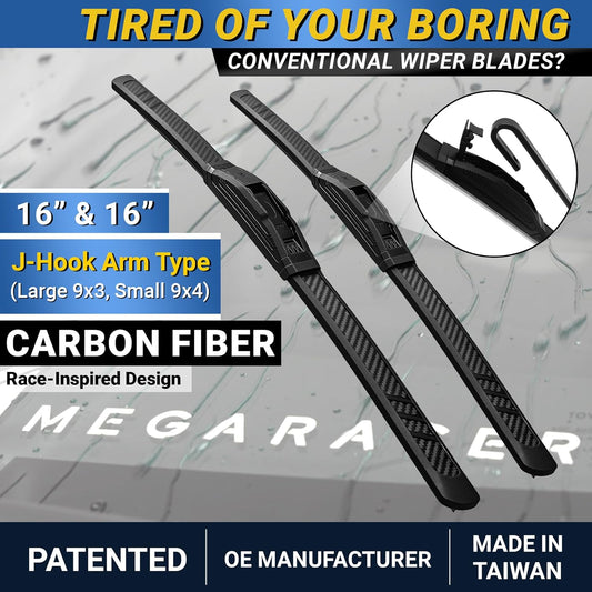 Premium Silicone Carbon Fiber Windshield Wiper Blades 22" & 20" - Patented All-Season, Quiet & Smooth Streak-Free Clean Wipe, OEM Quality, Front Automotive Replacement Wipers for Car & Truck (2 Pack)